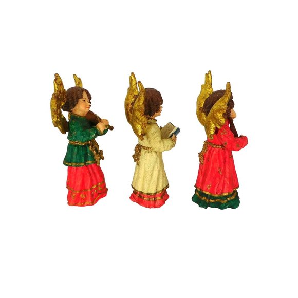 3 Vintage Musical Angel Figurines 5.5" - Picture 10 of 11